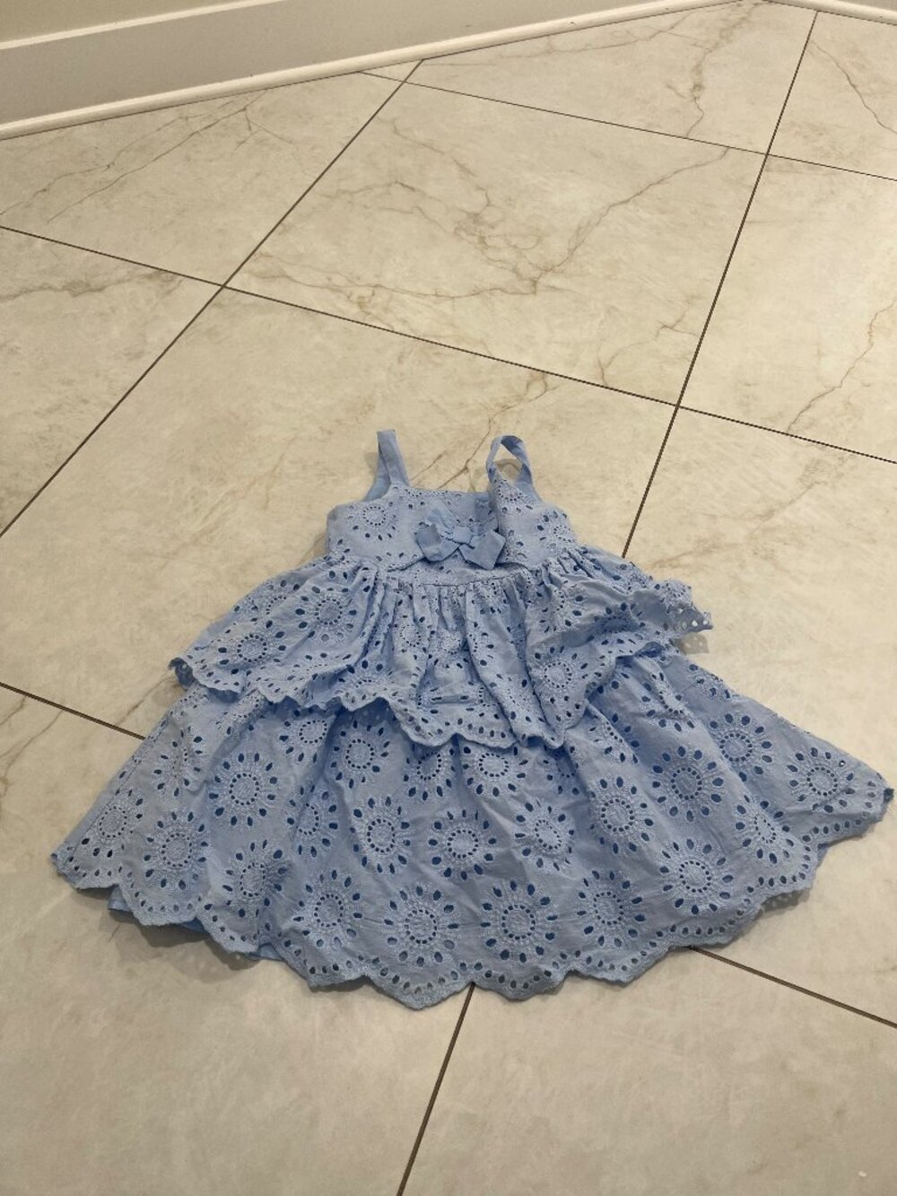 Blueberi Boulevard Blue Eyelet Tiered Sundress Size 4T